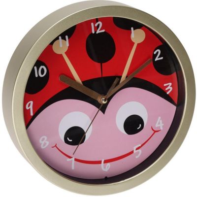 3. Tierwanduhr für Kinder, 20 cm, Marienkäfer