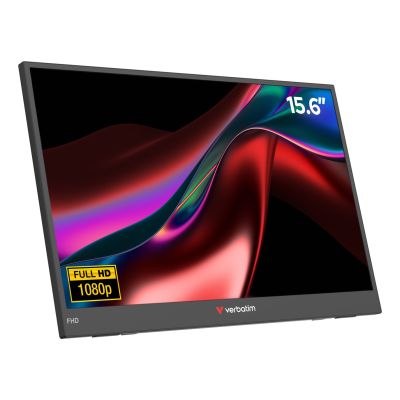 Verbatim Tragbarer 15,6" FHD Monitor, Leicht, Schwarz, 39,6 cm (15,6") LCD, 1920 x 1080 Pixel