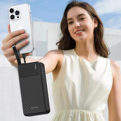 6. Dudao K11 Max 30000mAh Powerbank mit integrierten Kabeln - Schwarz