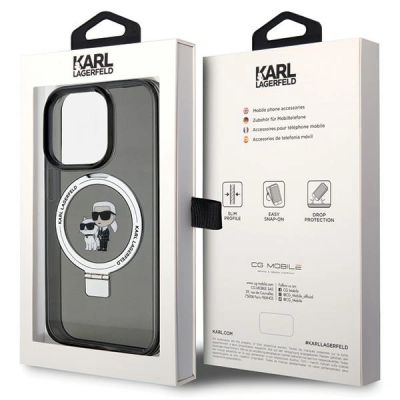 8. Karl Lagerfeld KLHMP15XHMRSKCK iPhone 15 Pro Max 6,7" schwarz/schwarz Hardcase Ringständer Karl&Choupette MagSafe