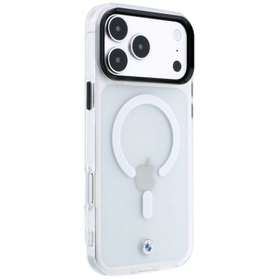 4. BMW Logo-Schutzhülle mit mattiertem IML- und Metalllogo (MagSafe) für iPhone 18 Pro Max / 17 Pro Max – Transparent
