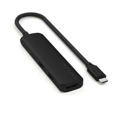 9. Satechi 4in1 USB-C Slim Multiport Adapter 4K - Aluminium-Adapter für USB-C-Mobilgeräte (USB-C, 4K HDMI, 2x USB-A) (schwarz)