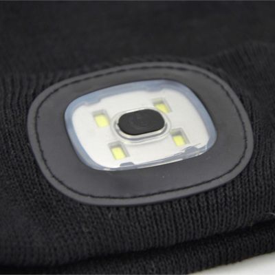 3. SCHWARZE MÜTZE MIT 4-LED-STIRNLAMPE 120 LM, 3 LEUCHTMODI, FÜR TOURISMUS