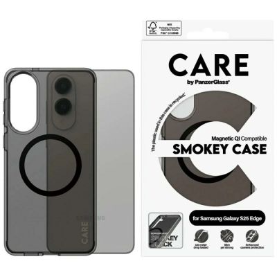 CARE by PanzerGlass Flagship Urban Combat Black QI Case für Samsung Galaxy S25 Edge - Halbtransparent