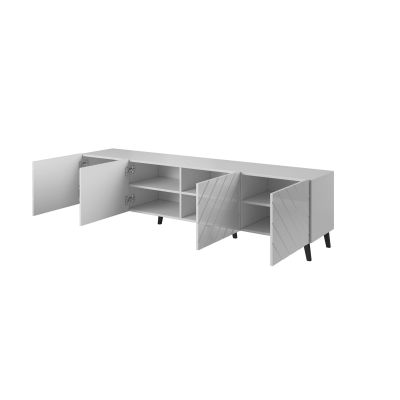 2. ABETO TV-Schrank 200x42x52 weiß/weiß glänzend