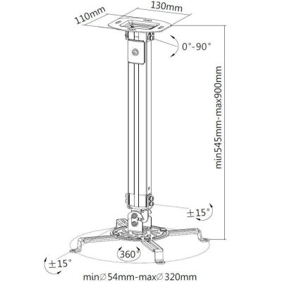 3. TECHLY Projektor-Deckenhalterung 54-90 cm 13,5K