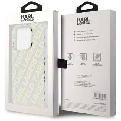 8. Karl Lagerfeld IML Fullover Logo Hülle für iPhone 15 Pro Max – Gold