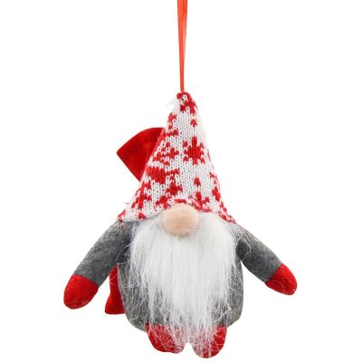 7. Dekorativer Weihnachtsmann mit Geschenktüte, 15 cm, grau