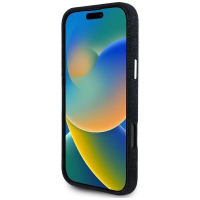 5. Guess Denim Triangle Logo MagSafe Hülle für iPhone 16 Pro - Schwarz
