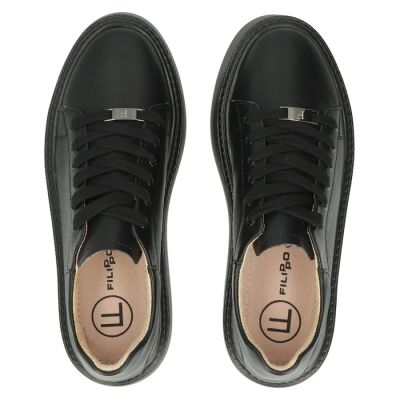 5. Schwarze Damen-Plateau-Sneaker aus Leder, Filippo DP6119