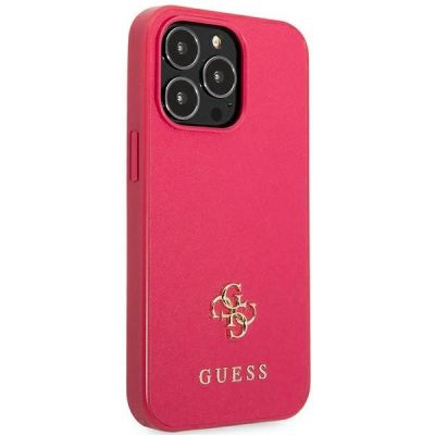 4. Guess Saffiano 4G Small Metal Logo Hülle für iPhone 13 Pro / 13 – Rosa