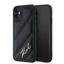 Karl Lagerfeld Diagonal Quilted Script Hülle für iPhone 11 / Xr – Schwarz