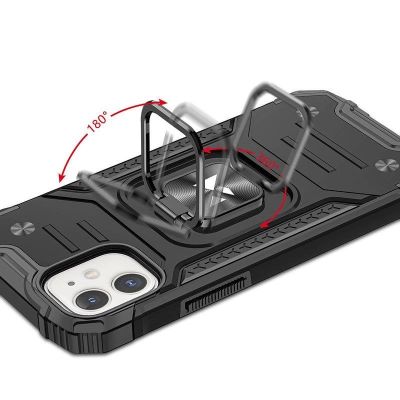 5. Wozinsky Ring Armor iPhone 14 Plus Hybrid-Schutzhülle + Magnethalterung Schwarz