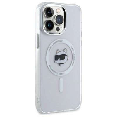 4. Karl Lagerfeld IML Metal Choupette Head MagSafe iPhone 13 Pro Hülle - Weiß