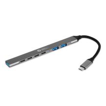 BakkerElkhuizen USB-C Hub 7-in-1 (3A+4C) USB Typ-C 5000 Mbit/s Schwarz, Grau