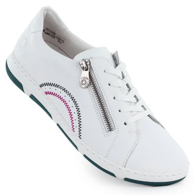 Damen-Ankle-Boots aus Leder mit Reißverschluss, weiß, Rieker 42424-80