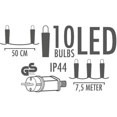17. Gartengirlande Partybeleuchtung 10 LED 7,5 m