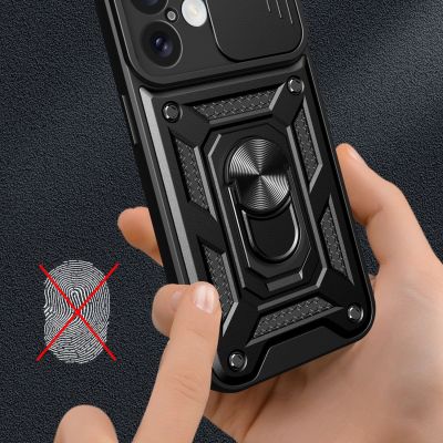 5. Hybrid Armor Camshield Panzerhülle für iPhone 16 mit Kameraabdeckung und Ständer – Schwarz