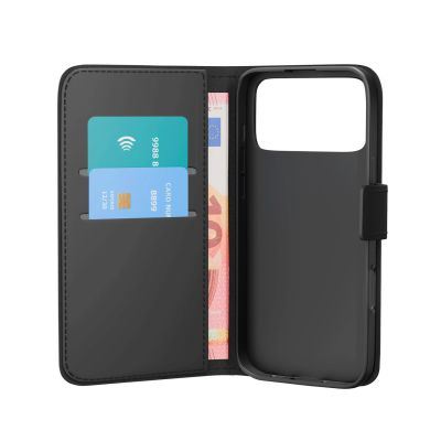 7. Puro Wallet Stand Case für iPhone 17 Pro Max aus Öko-Leder, mit Klappe, Geldbörse und Standfunktion - Schwarz