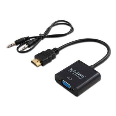 SAVIO CL-23/B Adapter (HDMI M - D-Sub (VGA) F; 0,20 m; schwarz)