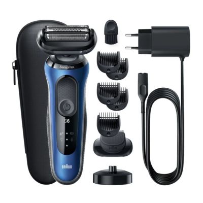 7. Braun Series 6 61-B4500cs – Folienrasierer – Blau – Tasten – LED – Laden – Ein/Aus – Netz-/Akkubetrieb