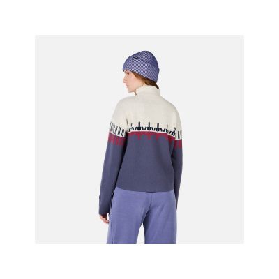 3. ROSSIGNOL W PATTERNED TN SWEATER blauer Damenpullover