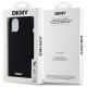 8. DKNY Flüssigsilikon-MagSafe-Hülle mit kleinem Metalllogo für iPhone 14/15/13 – Schwarz