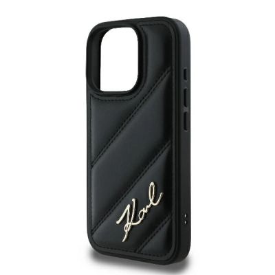 6. Karl Lagerfeld Quilted Signature Hülle für iPhone 16 Pro – Schwarz