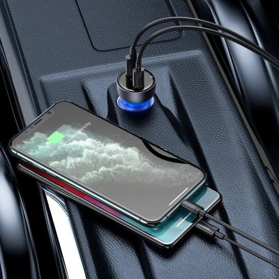 6. Baseus Auto-Ladegerät USB / USB Typ C 65 W 5 A SCP Quick Charge 4.0+ Power Delivery 3.0 LCD Bildschirm grau (CCKX-C0G)