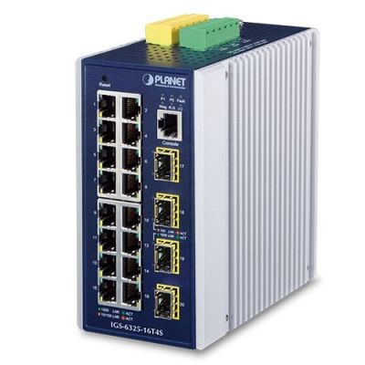 PLANET IGS-6325-16T4S Managed Network Switch L3 Gigabit Ethernet (10/100/1000) Blau, Grau
