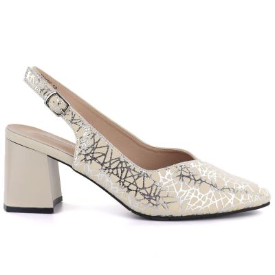 2. Beige Lederpumps mit Riemen, Campbell 35306