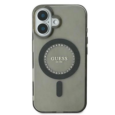 3. Guess IML Rhinestones MagSafe Hülle für iPhone 16 Plus – Schwarz