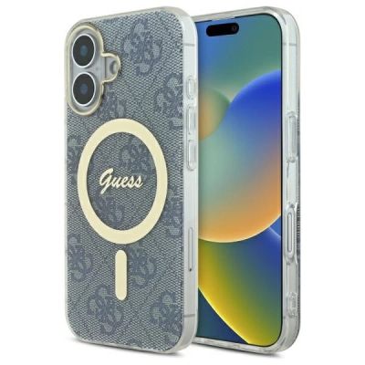 Guess IML 4G MagSafe Hülle für iPhone 16 – blau
