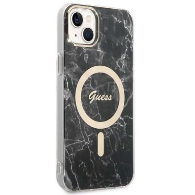 4. Set Guess GUBPP14SHMEACSK Case+ Charger iPhone 14 6.1" schwarz/schwarz Hartschalenetui Marble MagSafe