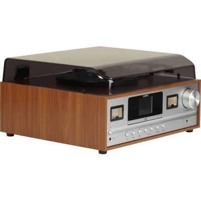 3. Denver MRD-52 Retro-Stereoanlage mit Plattenspieler aus hellem Holz