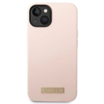 3. Guess GUHMP14MSBPLP iPhone 14 Plus 6,7 "Rosa / Rosa Hartschale Silikon-Logo-Platte MagSafe