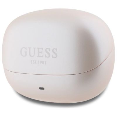 3. Guess GUTWST88MCTGP TWS Bluetooth-Kopfhörer + Dock, rosa/rosa Kapsel, bedrucktes Logo