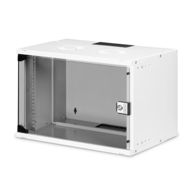 10. 19" 7U Wand-Netzwerkschrank, SOHO PRO 370 x 540 x 400 mm, Glastür, grau, unmontiert, 60 kg