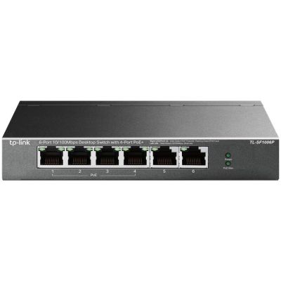 4. TP-Link TL-SF1006P Netzwerkkabel, unmanaged Fast Ethernet (10/100) mit PoE-Unterstützung, Schwarz