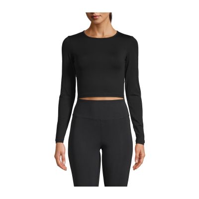 2. CASALL Crop Langarm T-Shirt schwarz