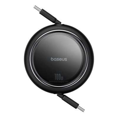 3. Baseus Free2Draw Mini USB-C – USB-C 100 W 1 m einziehbares Kabel – Schwarz