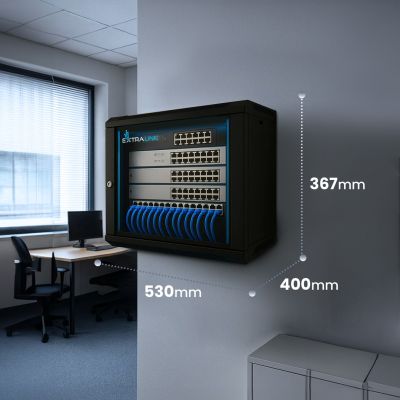 23. Extralink LITE 6U 530x400 Wand-Rackschrank Schwarz Freistehend/Wand-/Bodenrack Schwarz