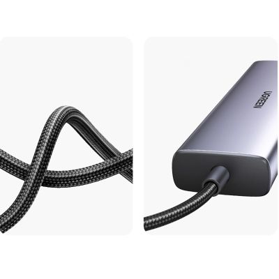 6. Ugreen CM512 90568 USB-C-Adapter – 2x USB-A 3.0 / HDMI / RJ45 / SD- und TF-Kartenleser / USB-C PD 100 W – Grau
