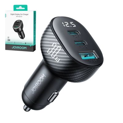 6. Joyroom JR-CCD04 30W 2x USB-C USB-A Autoladegerät mit Display - Schwarz