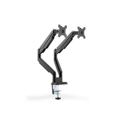 20. Doppelter Schreibtischarm (Klemme) für 2 x LCD-Monitore, max. 32 Zoll, max. 2 x 9 kg, neig- und schwenkbar, schwarz