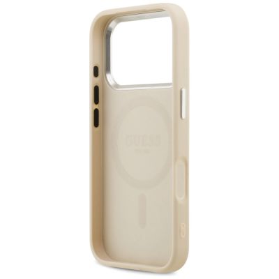 7. Guess Peony Hot Stamp Script MagSafe Hülle für iPhone 17 Pro - Beige