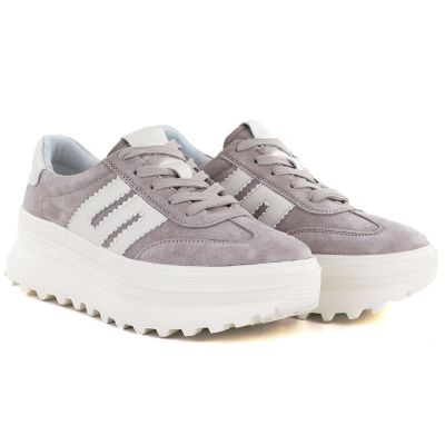 4. Damen-Plateauschuhe aus beigefarbenem Leder, Modell Vinceza 79614