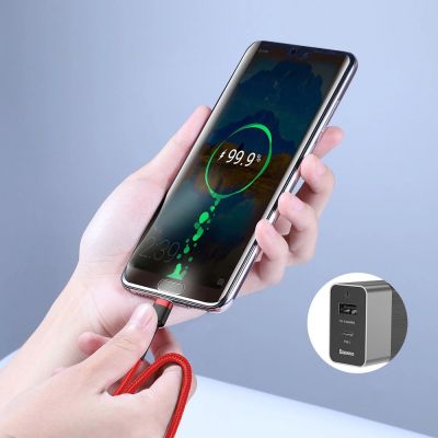 10. Baseus CATKLF-HG1 USB-C – USB-C PD QC-Kabel 60 W 3 A 480 Mbit/s 2 m – Schwarz und Grau
