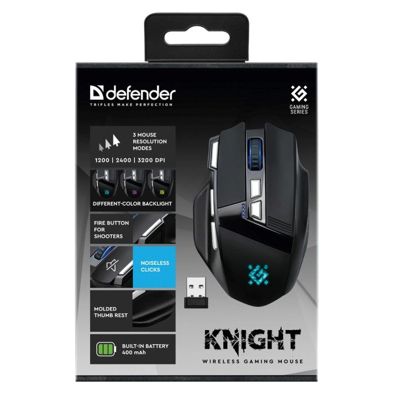 7. DEFENDER MAUS GM-885 KNIGHT RF KABELLOS 3200dpi 8P SCHWARZ