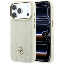 Guess Stripe Peony 4G Logo MagSafe Hülle für iPhone 18 Pro Max / 17 Pro Max – Beige